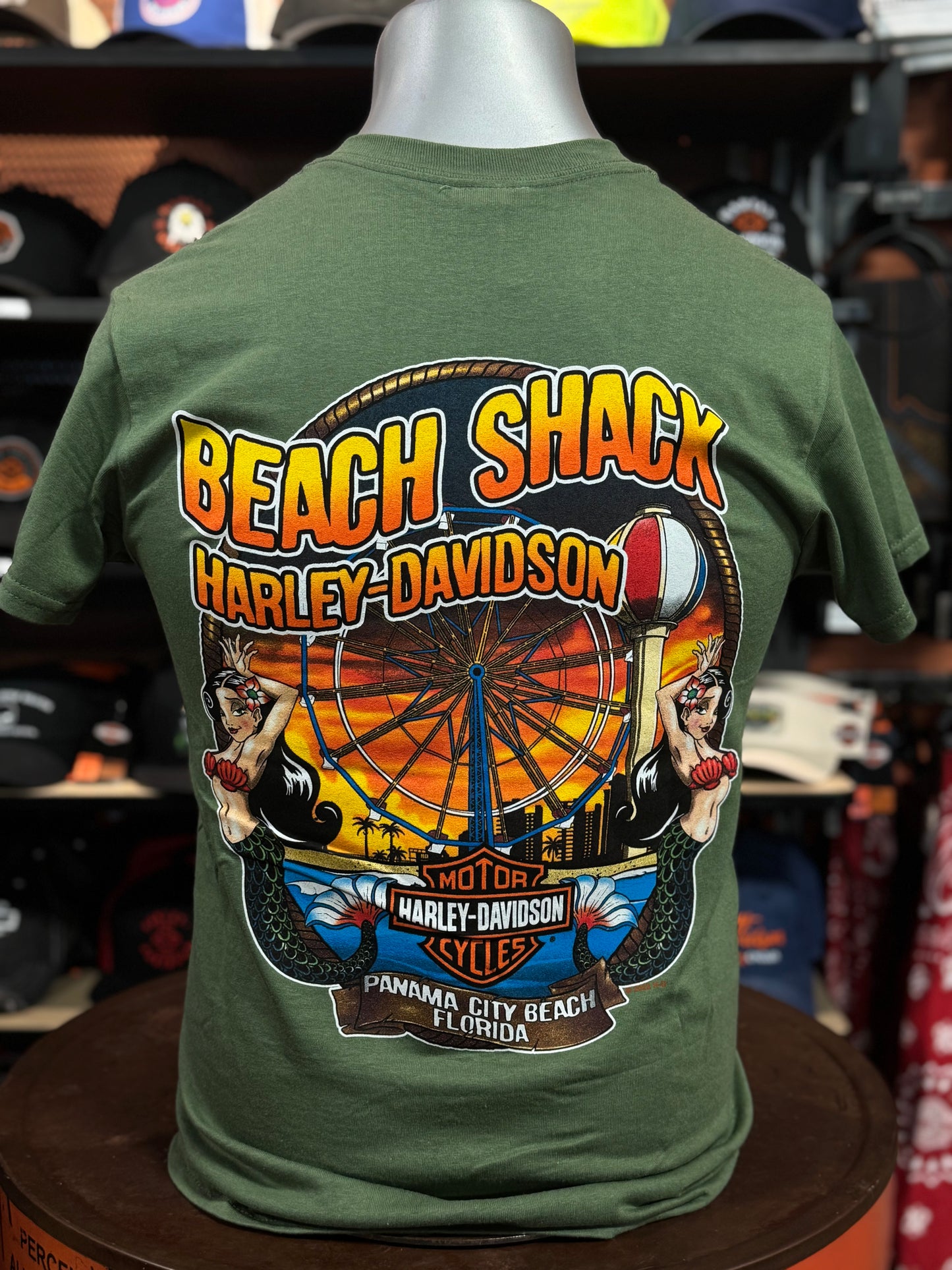 Beach Shack Men's Ball Drop Military Green Short Sleeve
