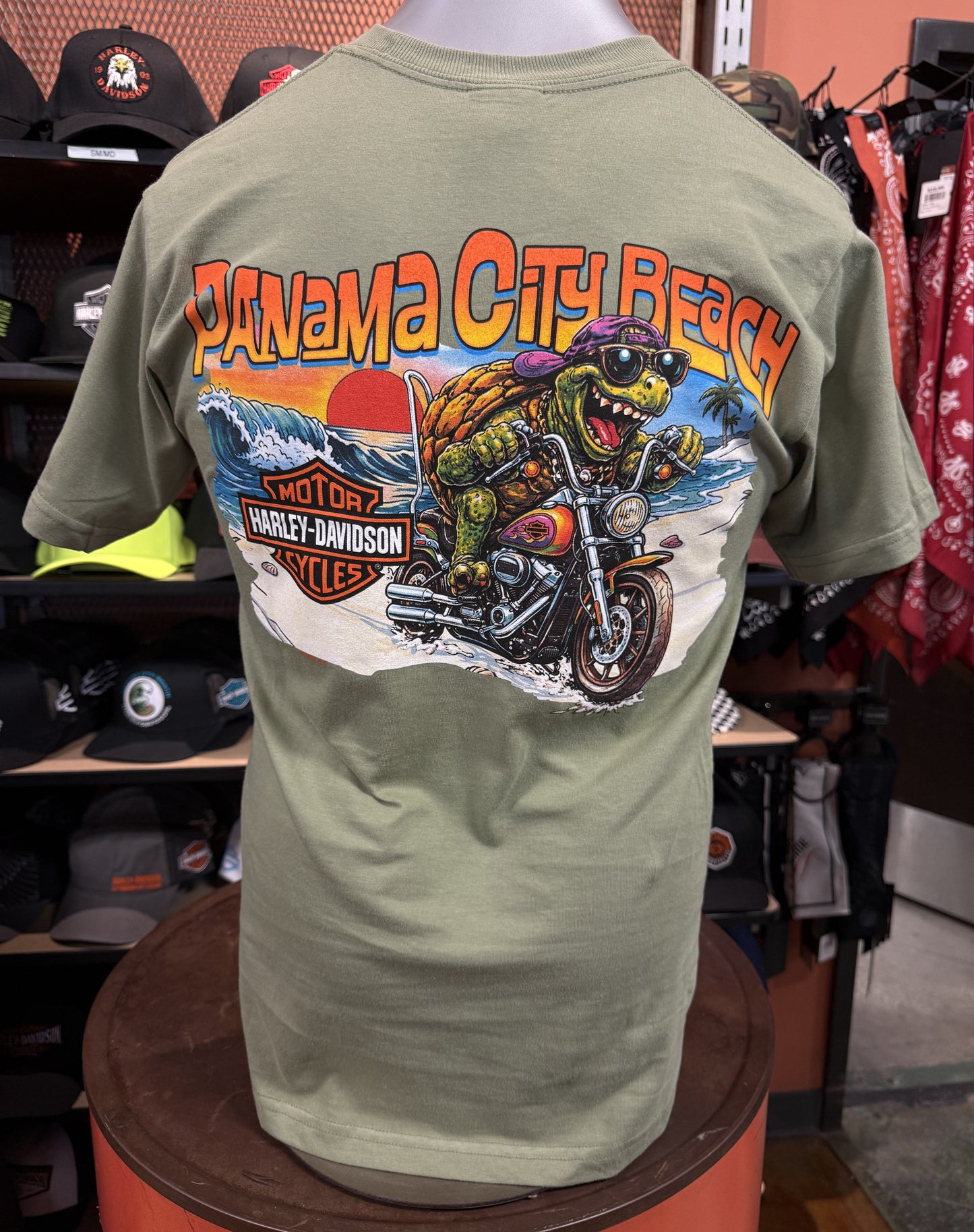 Dealer Short Sleeve Turtle Fink Tee in Oil Green