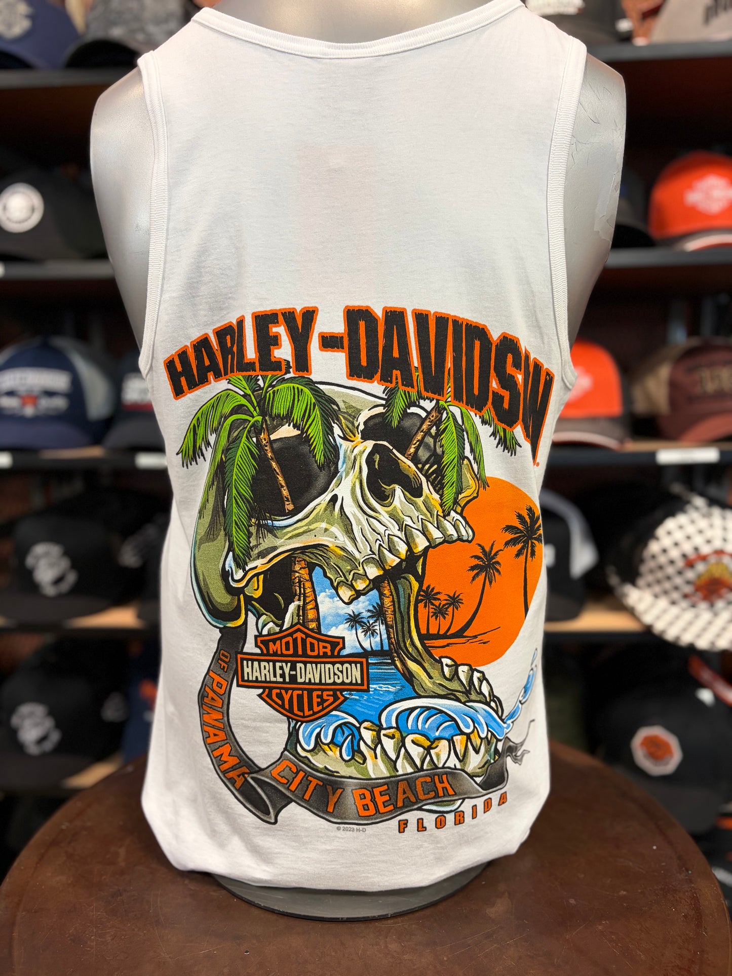 Dealer Wave Skull Tank Top in White