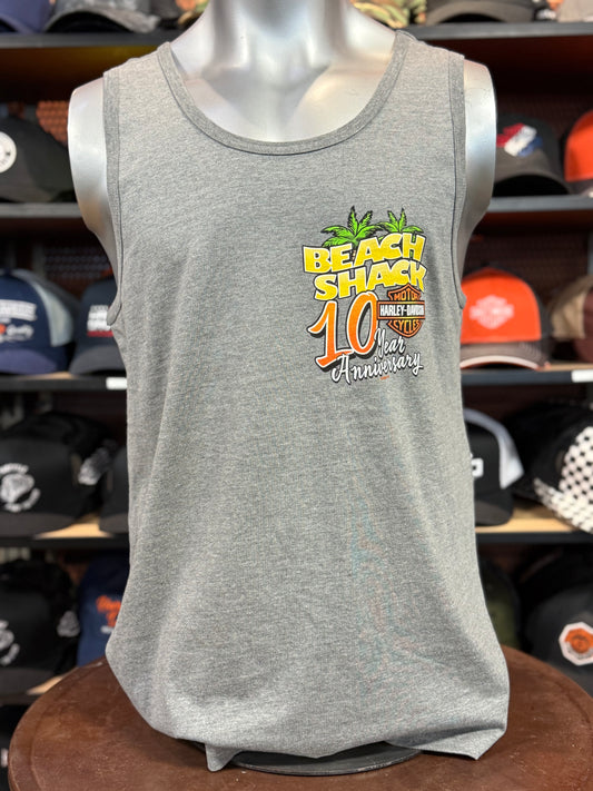 Beach Shack 10 Year Anniversary Grey Tank Top