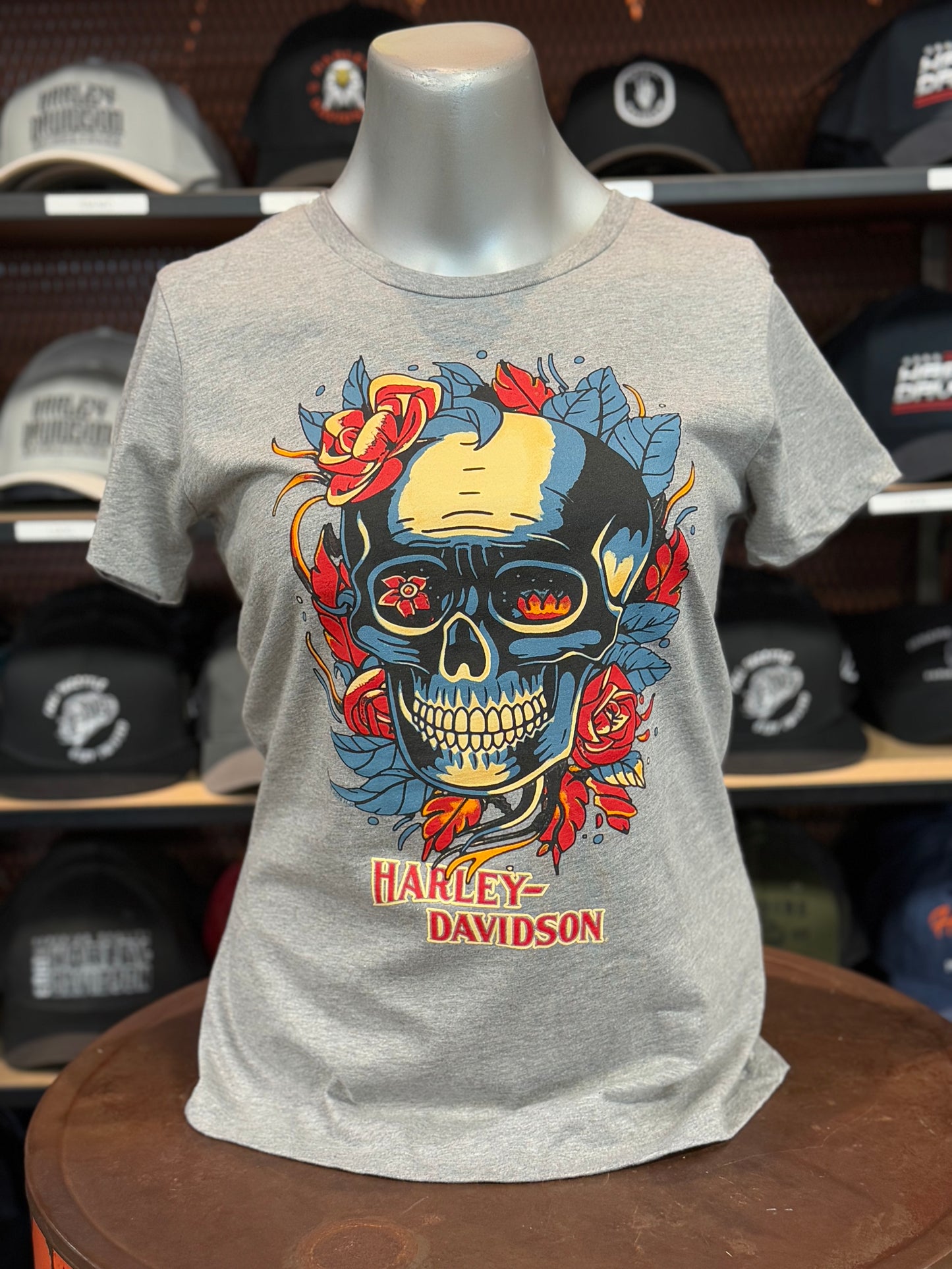 Dealer Women Floral Skull Tee