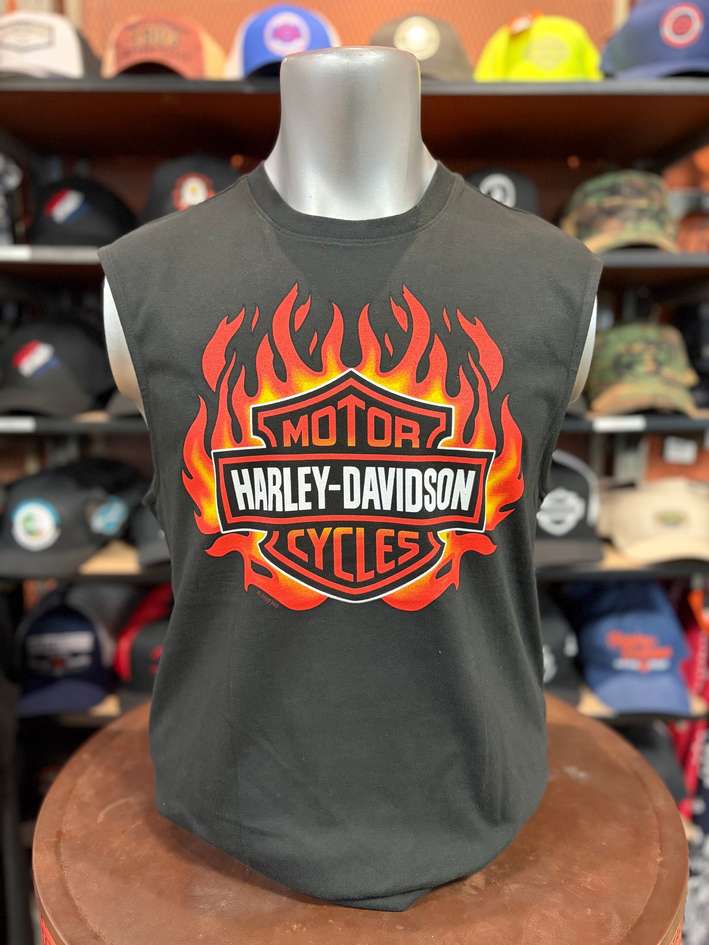 Beach Shack Sleeveless Flames Shield Tee