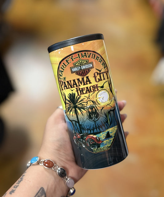 HD Dealer Sunset Skull Slim Koozie