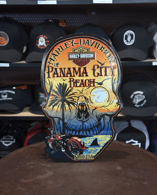 HD Dealer Skull Sunset Tin Sign