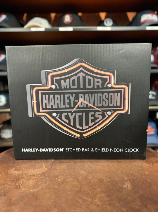 Harley-Davidson® Etched B&S Shaped Neon Clock