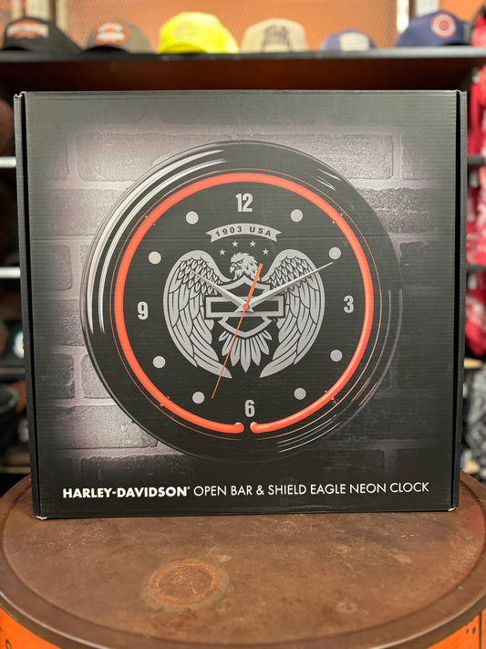 Harley-Davidson® Open B&S Neon Clock