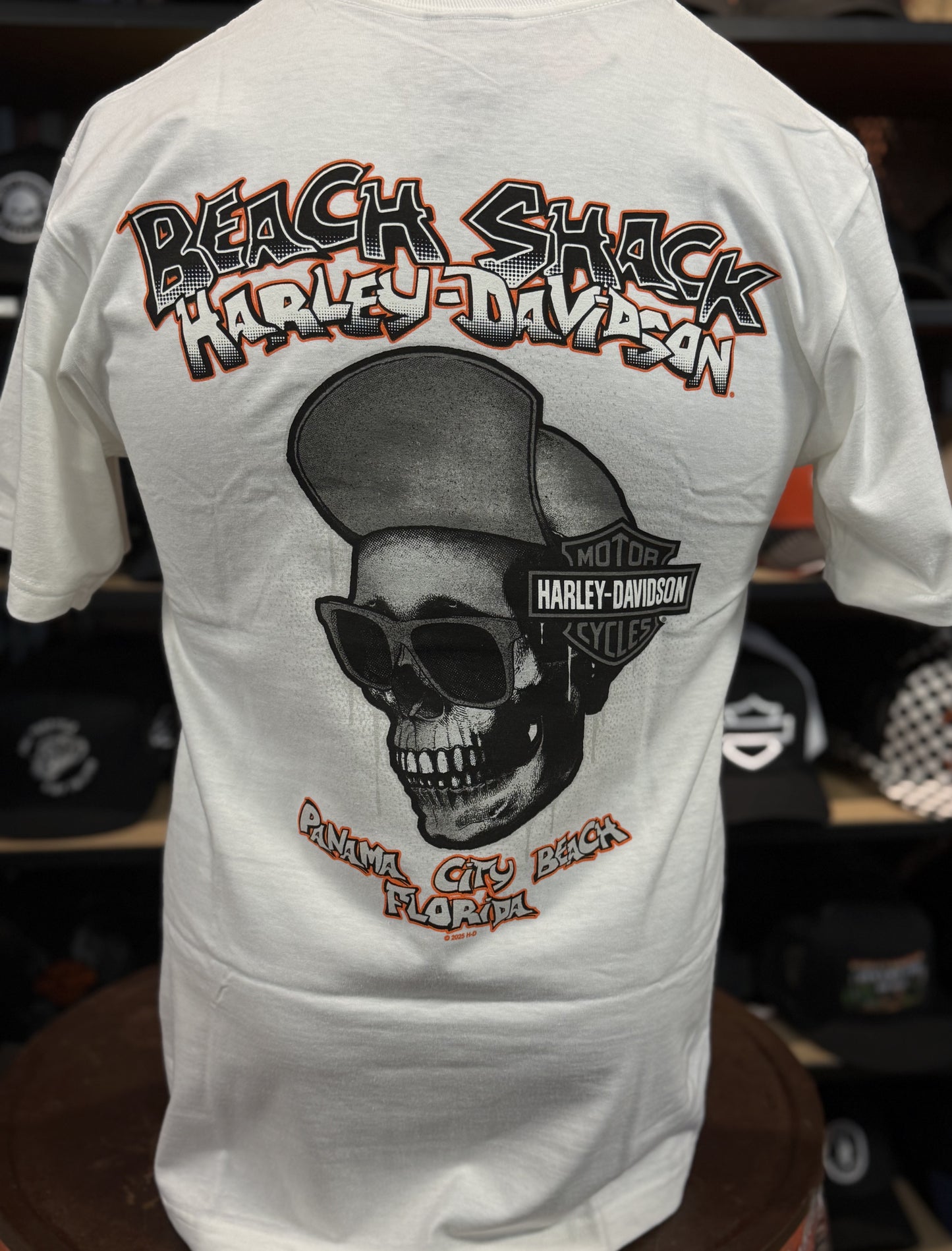Beach Shack Skull Cap Tee in Bright White
