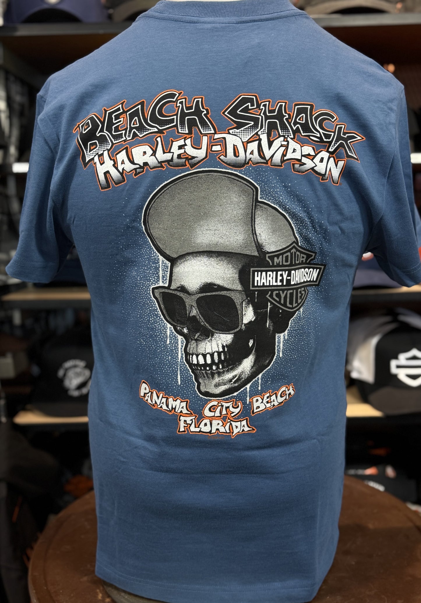 Beach Shack Skull Cap Tee in Ensign Blue