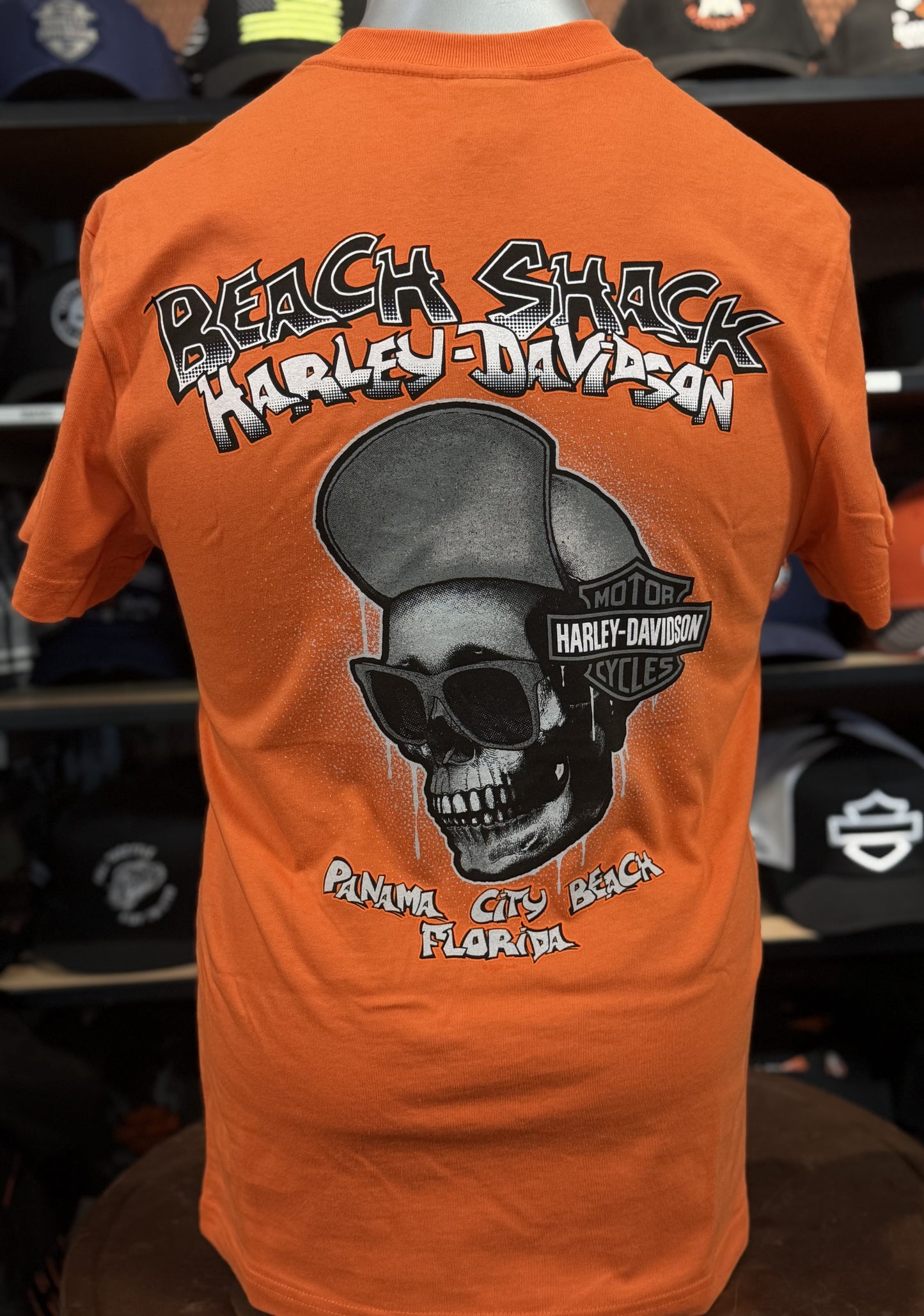 Beach Shack Skull Cap Tee in HD Orange