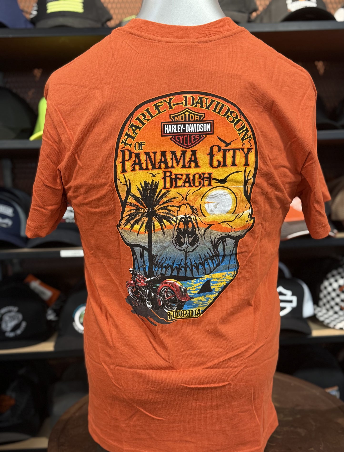 Dealer Skull Sunset Tee in Vintage Orange
