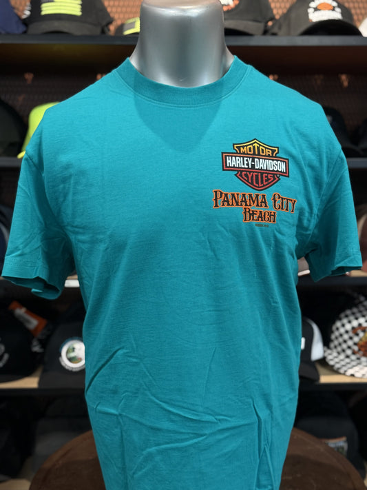 Dealer Skull Sunset Tee in Tropical Green