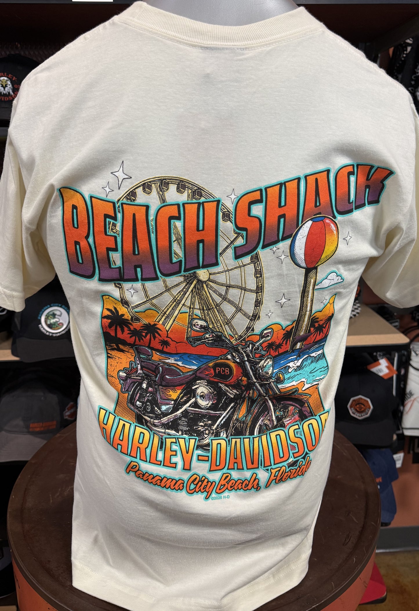 Beach Shack Retro Vibe Short Sleeve Tee in Antique White