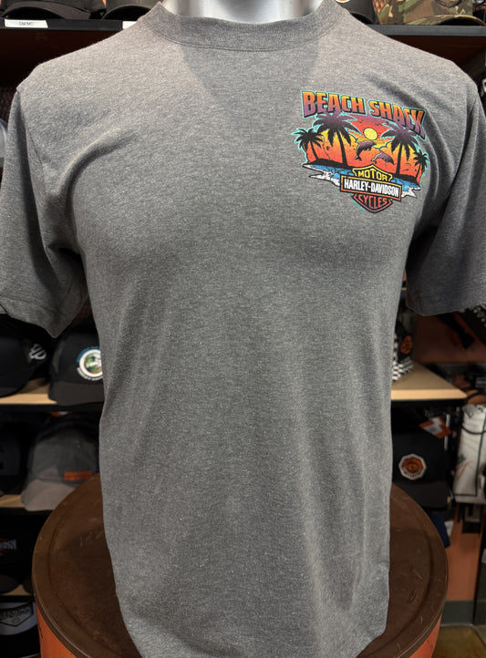 Beach Shack Short Sleeve Retro Vibe Tee in Grey Heather