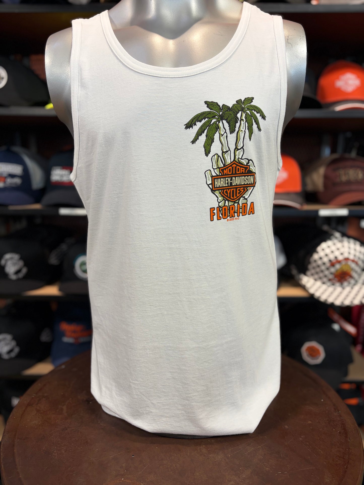 Dealer Wave Skull Tank Top in White