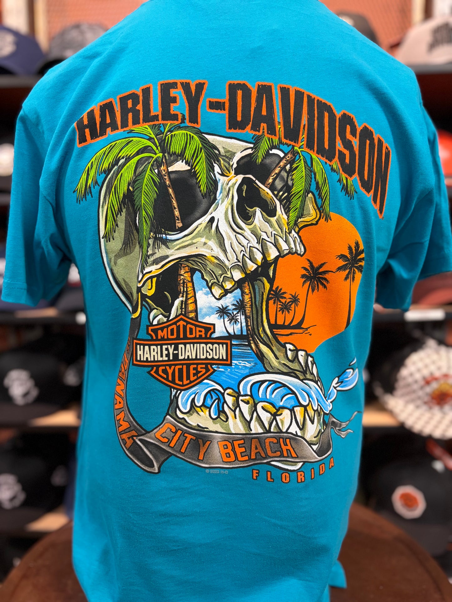 Dealer Men's Wave Skull Short Sleeve in Fjord Blue