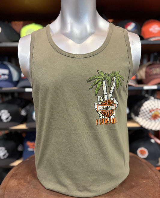 Dealer Wave Skull Tank Top in Grape Leaf