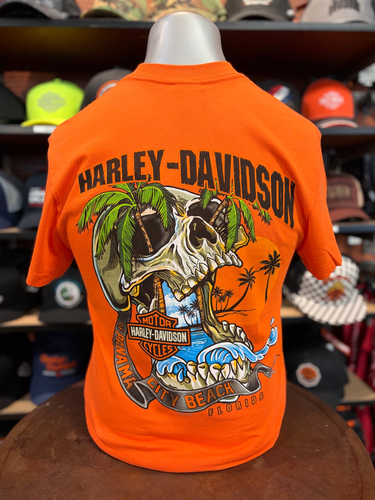 Dealer Men's Wave Skull Short Sleeve in Harley Orange